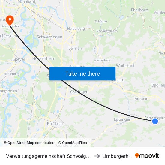 Verwaltungsgemeinschaft Schwaigern to Limburgerhof map