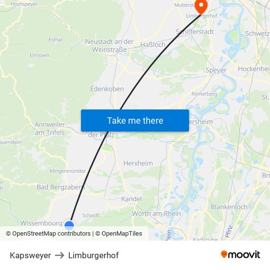 Kapsweyer to Limburgerhof map