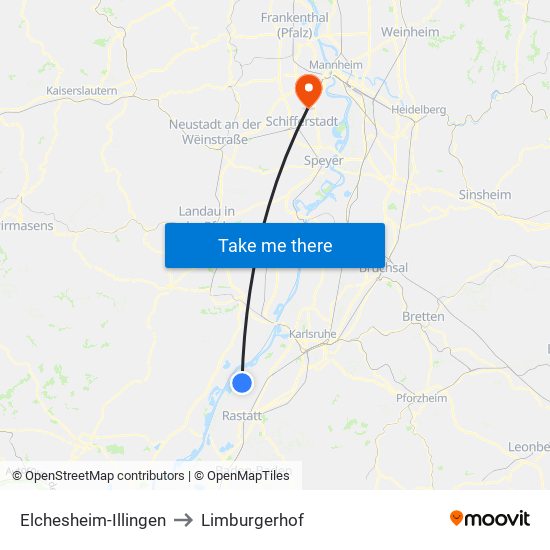 Elchesheim-Illingen to Limburgerhof map