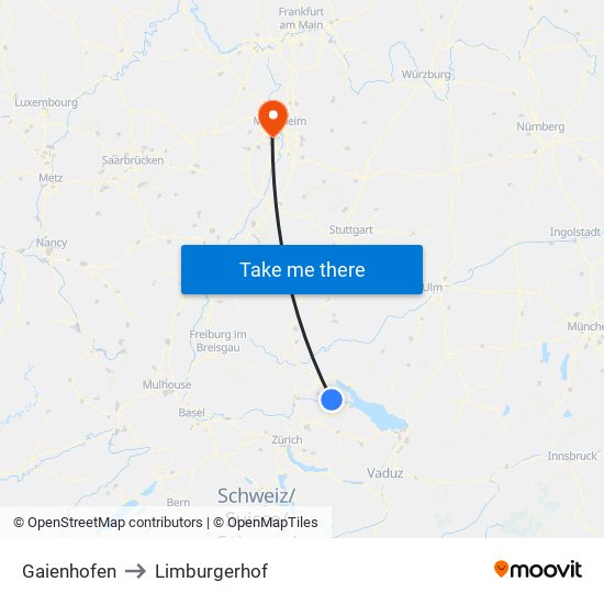 Gaienhofen to Limburgerhof map