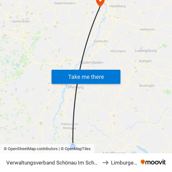 Verwaltungsverband Schönau Im Schwarzwald to Limburgerhof map