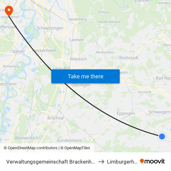 Verwaltungsgemeinschaft Brackenheim to Limburgerhof map