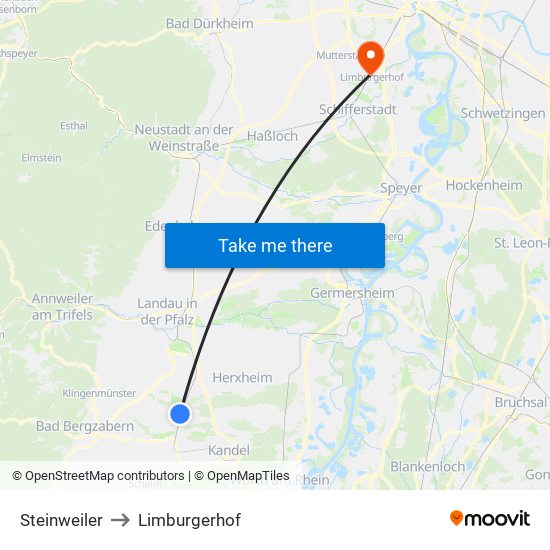 Steinweiler to Limburgerhof map