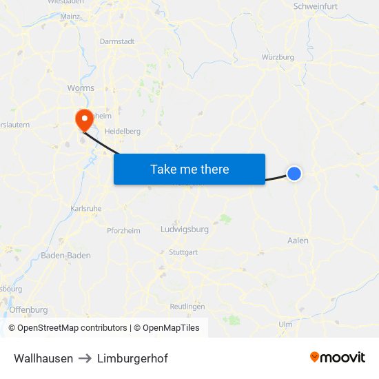 Wallhausen to Limburgerhof map