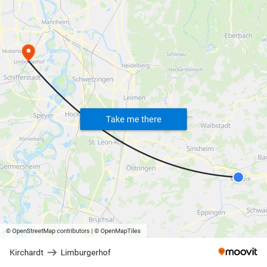 Kirchardt to Limburgerhof map