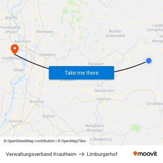 Verwaltungsverband Krautheim to Limburgerhof map