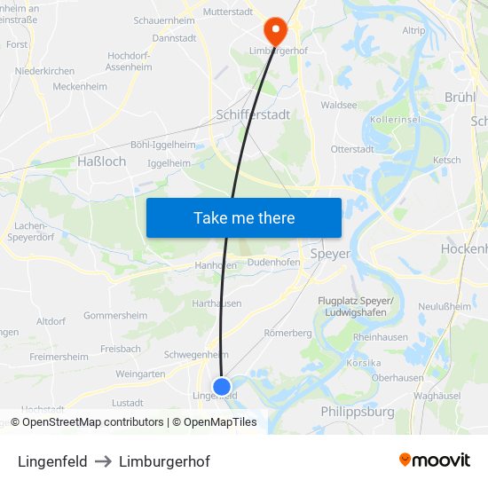 Lingenfeld to Limburgerhof map