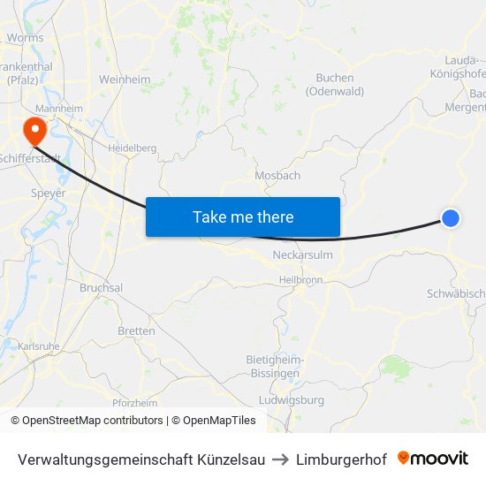 Verwaltungsgemeinschaft Künzelsau to Limburgerhof map