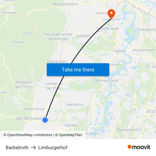 Barbelroth to Limburgerhof map