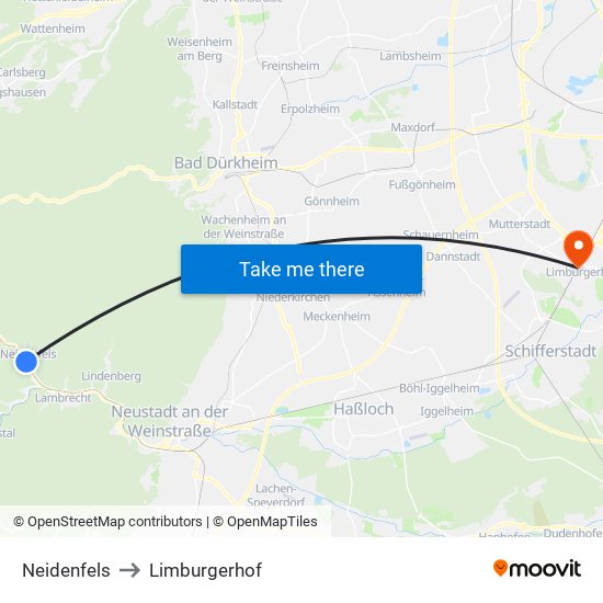 Neidenfels to Limburgerhof map