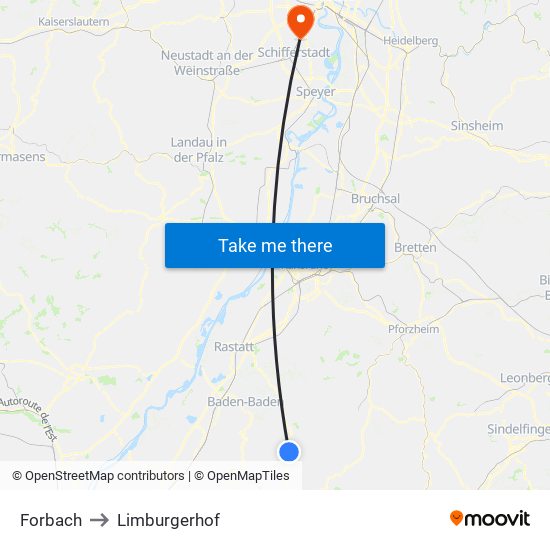 Forbach to Limburgerhof map