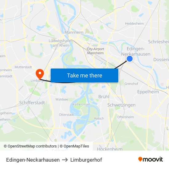 Edingen-Neckarhausen to Limburgerhof map