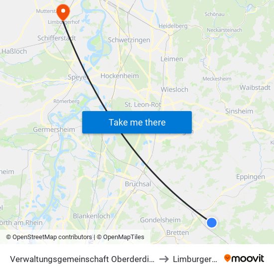 Verwaltungsgemeinschaft Oberderdingen to Limburgerhof map