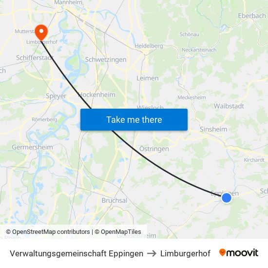 Verwaltungsgemeinschaft Eppingen to Limburgerhof map