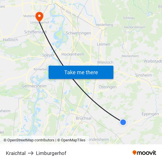 Kraichtal to Limburgerhof map