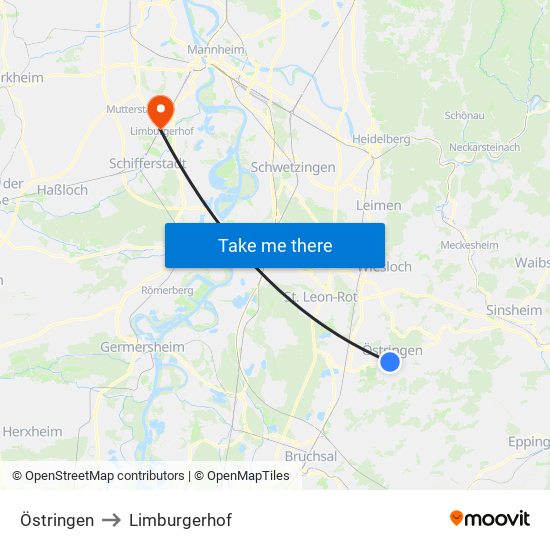 Östringen to Limburgerhof map