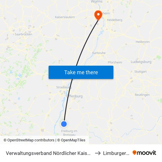 Verwaltungsverband Nördlicher Kaiserstuhl to Limburgerhof map