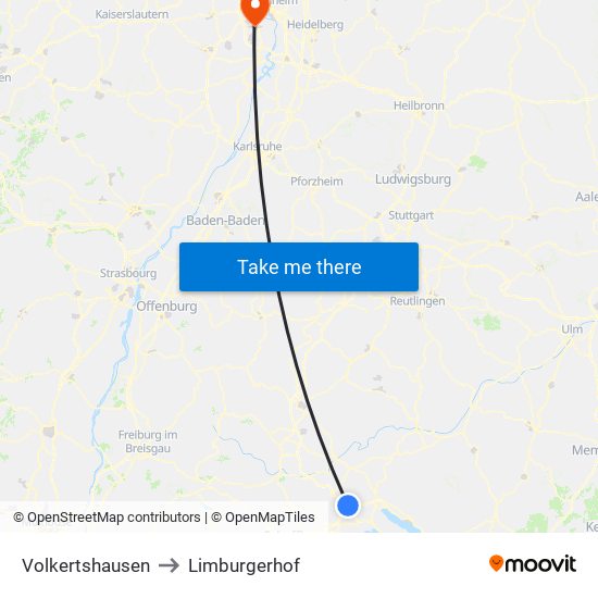 Volkertshausen to Limburgerhof map