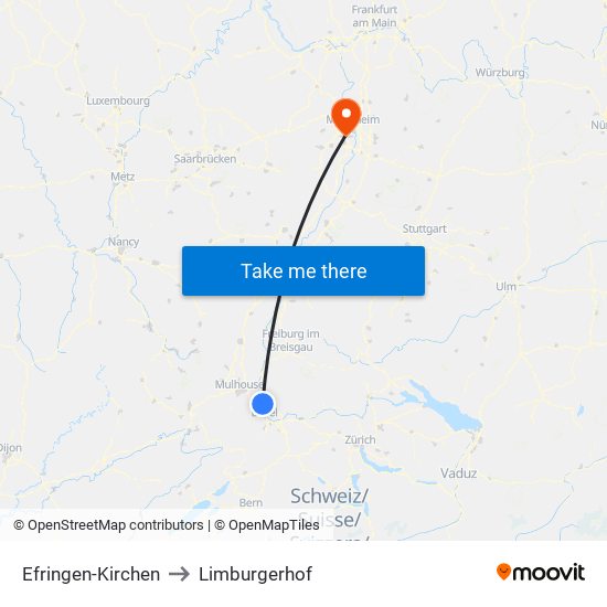 Efringen-Kirchen to Limburgerhof map