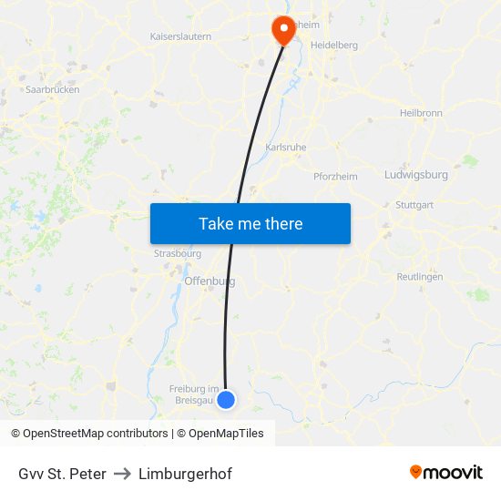 Gvv St. Peter to Limburgerhof map
