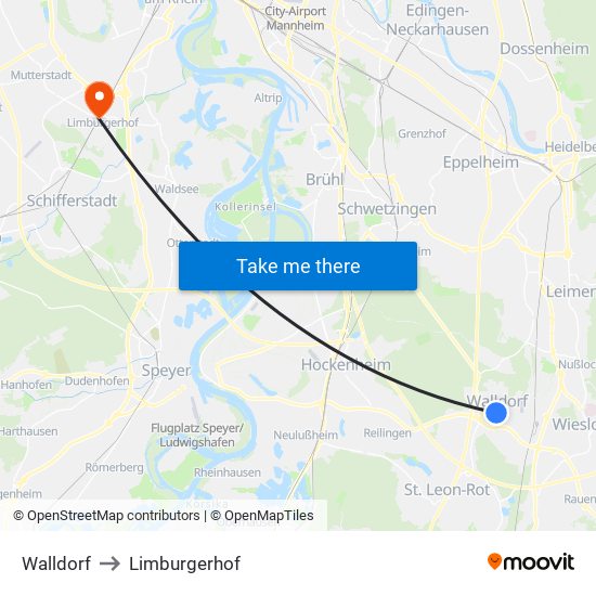 Walldorf to Limburgerhof map