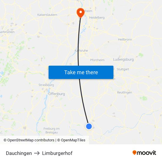 Dauchingen to Limburgerhof map