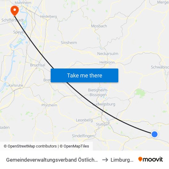 Gemeindeverwaltungsverband Östlicher Schurwald to Limburgerhof map