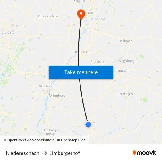 Niedereschach to Limburgerhof map