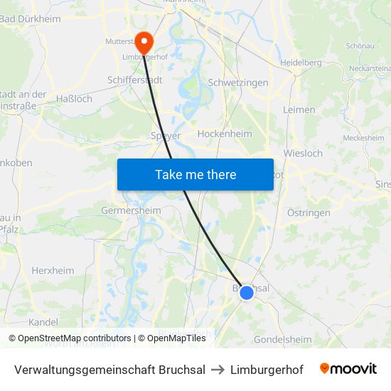 Verwaltungsgemeinschaft Bruchsal to Limburgerhof map