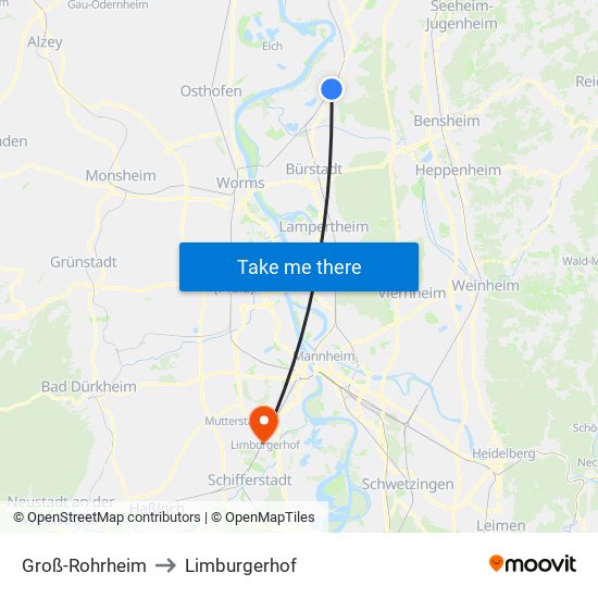 Groß-Rohrheim to Limburgerhof map