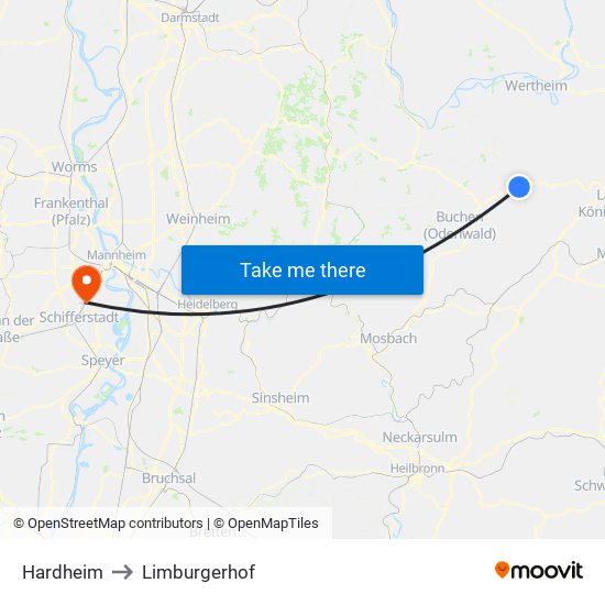 Hardheim to Limburgerhof map