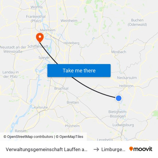 Verwaltungsgemeinschaft Lauffen am Neckar to Limburgerhof map