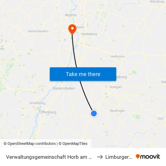 Verwaltungsgemeinschaft Horb am Neckar to Limburgerhof map