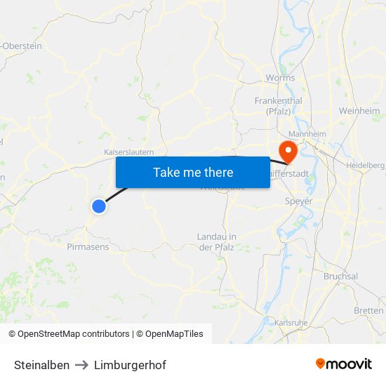 Steinalben to Limburgerhof map