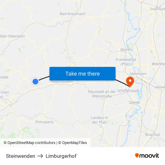 Steinwenden to Limburgerhof map