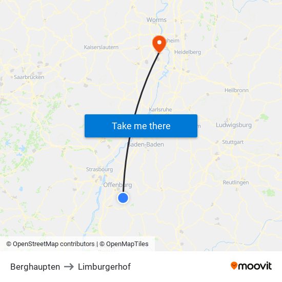 Berghaupten to Limburgerhof map