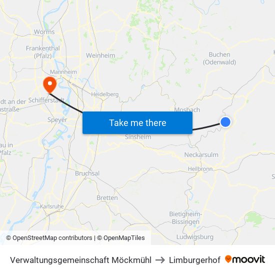 Verwaltungsgemeinschaft Möckmühl to Limburgerhof map
