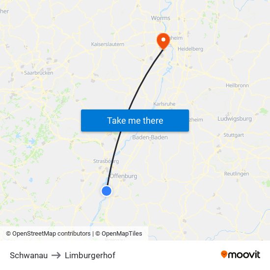 Schwanau to Limburgerhof map