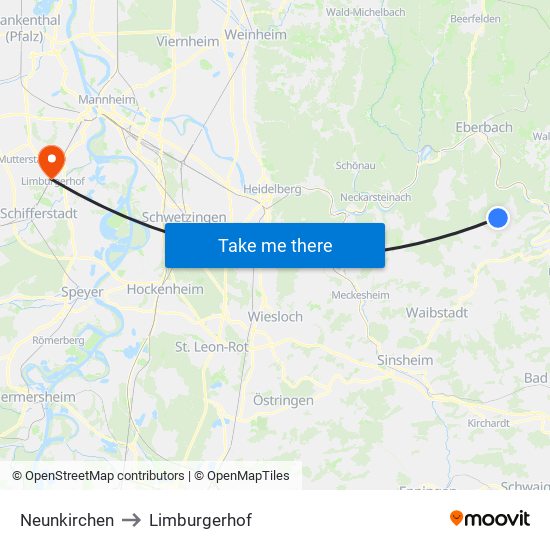 Neunkirchen to Limburgerhof map