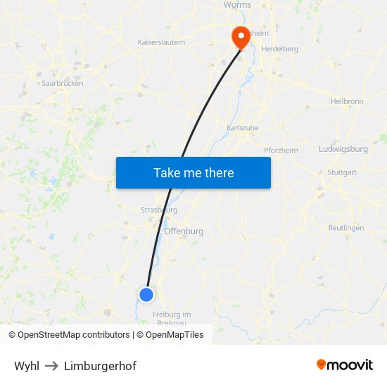 Wyhl to Limburgerhof map