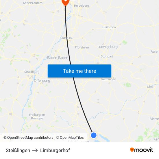 Steißlingen to Limburgerhof map