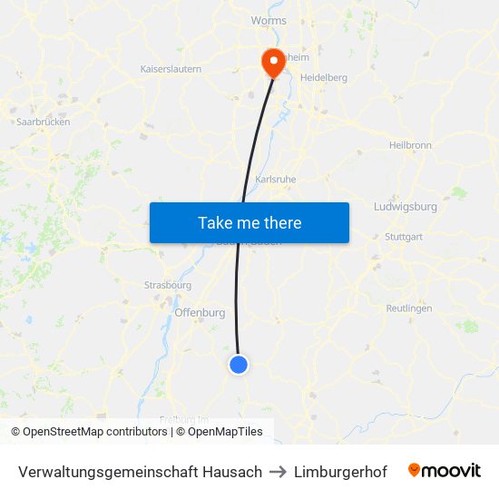Verwaltungsgemeinschaft Hausach to Limburgerhof map