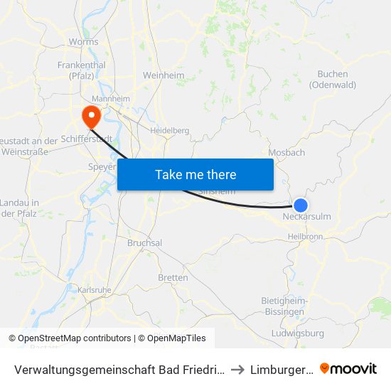 Verwaltungsgemeinschaft Bad Friedrichshall to Limburgerhof map