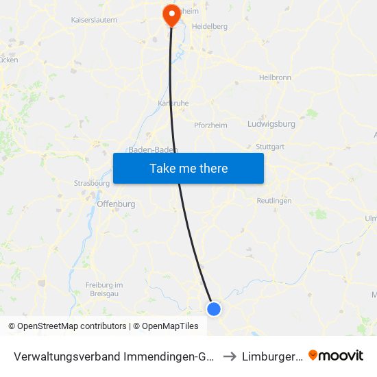 Verwaltungsverband Immendingen-Geisingen to Limburgerhof map