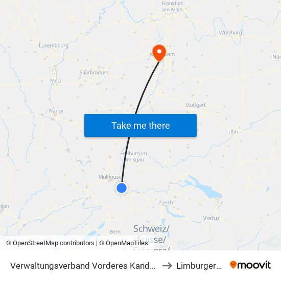 Verwaltungsverband Vorderes Kandertal to Limburgerhof map