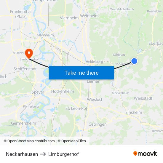 Neckarhausen to Limburgerhof map