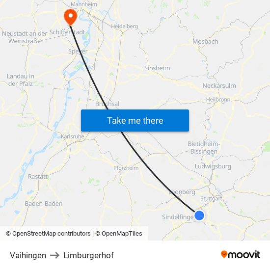 Vaihingen to Limburgerhof map