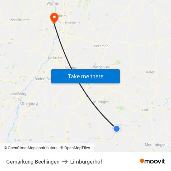 Gemarkung Bechingen to Limburgerhof map