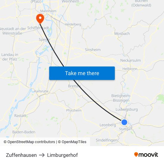 Zuffenhausen to Limburgerhof map