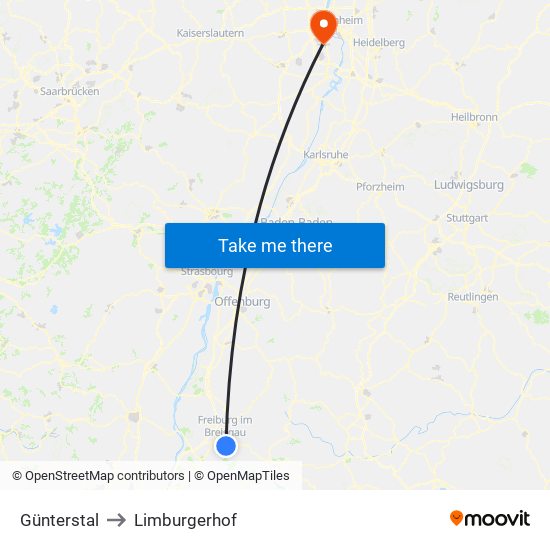 Günterstal to Limburgerhof map